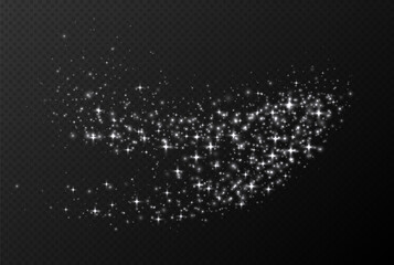 Wall Mural - white sparkling stars, shiny particles light effect, transparent flying stardust texture, abstract t