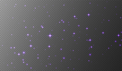 Wall Mural - purple sparkling stars, shiny particles light effect, transparent flying stardust texture, abstract 