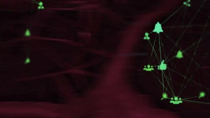 Poster - Camera pulling back revealing red network, green icons pulsing and expanding showing network growth