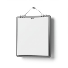 hanging clipboard with blank paper isolated on white background. use cases: presentation.