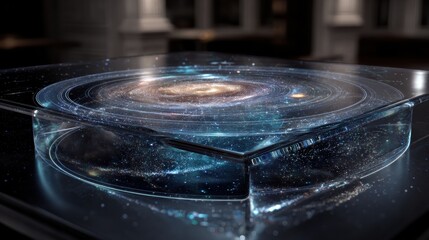Wall Mural - A detailed model of a spiral galaxy, showcasing its intricate structure and cosmic features.