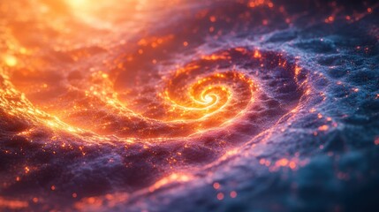Wall Mural - Spiral Galaxy with Fiery Core and Cosmic Dust