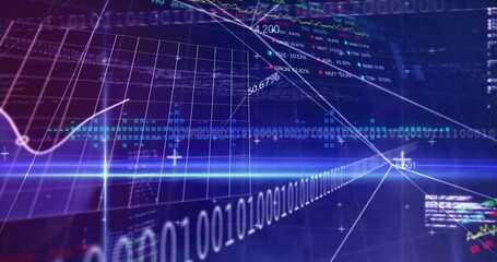 Aufkleber - Beam pulsating forming grid lines materializing code panels animating charts tracking market trends