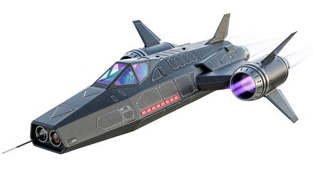 Aufkleber - Futuristic spaceship flying in space with purple engine glow