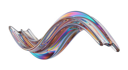 Aufkleber - Holographic flowing liquid metal creating abstract wavy shape