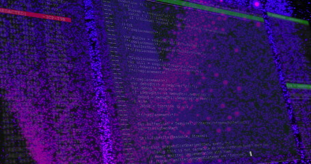 Poster - Image of shapes moving over data processing