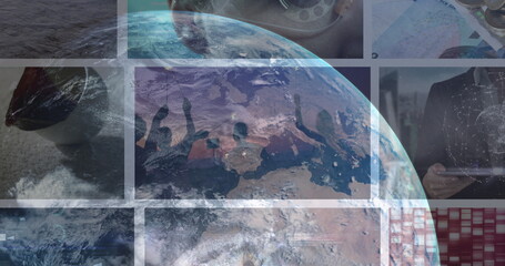 Poster - Image of data processing over globe