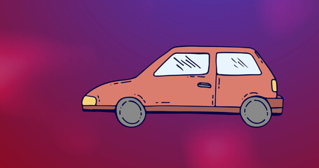Poster - Image of car icon over colorful background