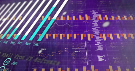 Poster - image of data processing over purple background