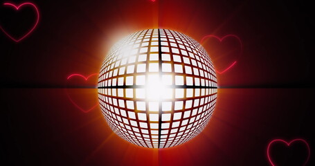Poster - Image of glowing heart shapes on black background