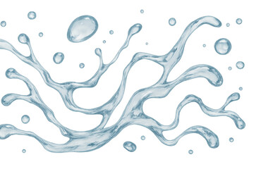 Poster - Flowing streams and droplets of pure water create dynamic splashes against a transparent backdrop, perfect for enhancing designs with a refreshing touch