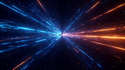 Wall Mural - Abstract vibrant neon speed lines converging to a central point