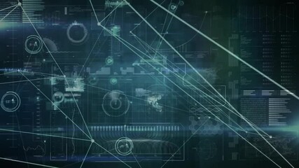 Poster - When thin white lines emerging from edges connecting nodes, digital HUD updating live data trends