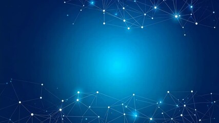 Poster - Abstract blue background featuring white lines and dots creating a modern graphic design element