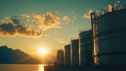 Poster - Petrochemical tanks and containment areas designed for safe liquid chemical storage
