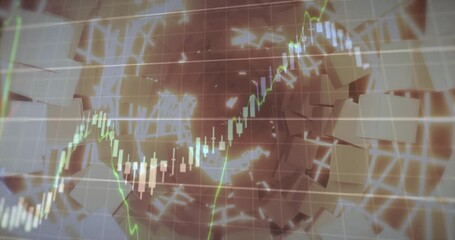 Poster - Glowing vortex starting spinning fractal cubes, emerging chart tracking rising and declining trends