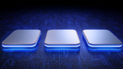 Aufkleber - Futuristic digital interface with glowing panels, showcasing advanced technology and design