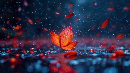 Wall Mural - beautiful park with falling maple leaves new quality universal colorful technology stock image illus
