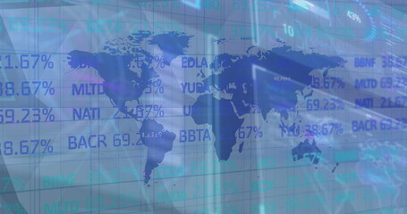 Poster - image of data processing over grey background
