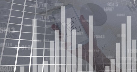 Poster - Image of data processing over hand holding smartphone