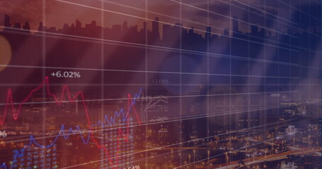 Poster - image of data processing over cityscape