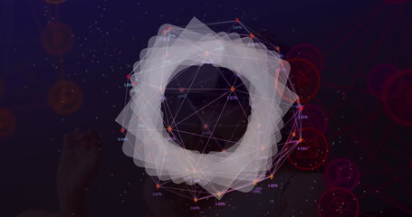 Poster - image of data processing over blue background