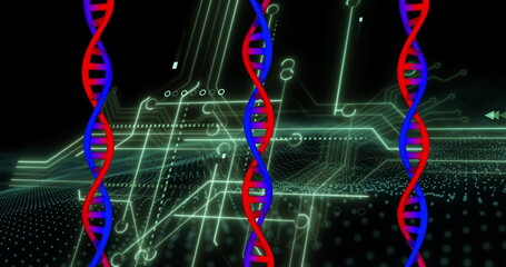 Poster - image of medical data processing over dark background