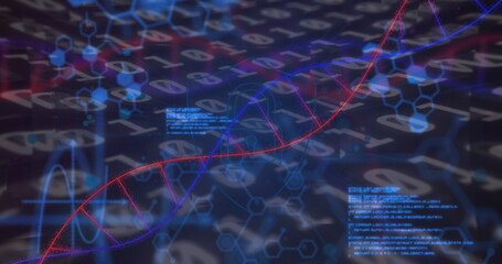 Poster - Image of medical data processing over dark background
