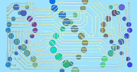 Poster - Image of medical data processing and processor socket over blue background