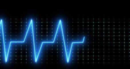 Poster - Image of cardiograph over black background