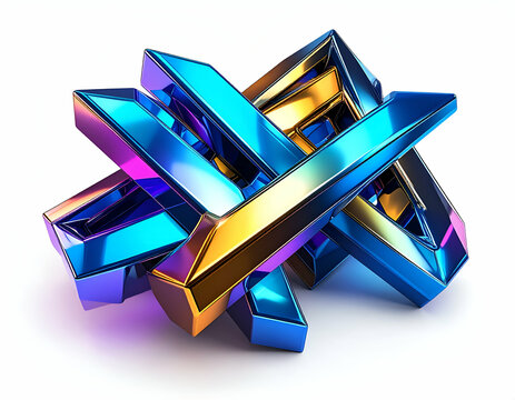 Chromatic 3D Abstract Art Iridescent Firefly Graffiti with Vibrant Shadows
