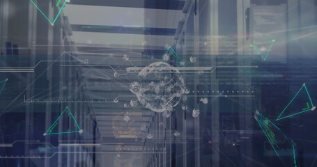 Poster - image of connections and globe over servers