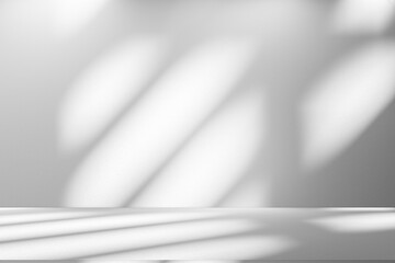 Poster - Wall interior background, studio and backdrops show products.with shadow from window color white and grey. background for text insertion and presentation product	
