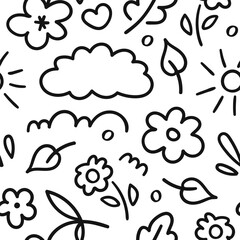 Aufkleber - Seamless pattern of cute kids elements. Hand drawn fun childish print. Vector line illustration	

