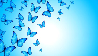 Aufkleber - Blue butterflies on a bright blue background.