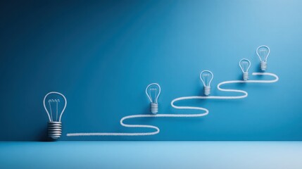 Poster - Light bulb illuminating the path of organizational development with a flowing string of light signifying journey