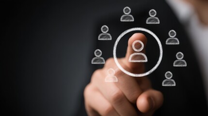 Poster - Conceptual representation of a people-first strategy tool featuring a person drawing a circle of diverse individuals