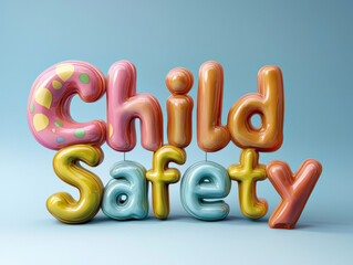 Wall Mural - child safety 3d text