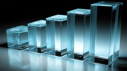 Poster - Row of glass blocks representing productivity metrics in a remote performance index context