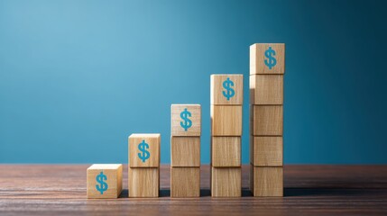 Poster - Wooden block featuring prominent dollar sign as symbol of revenue analysis and financial performance insights