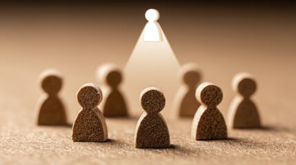 Poster - Group of wooden figures representing team dynamics and hierarchical structure in succession planning and organizational growth