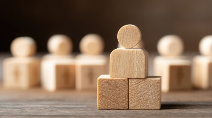 Poster - Wooden figure standing in front of a group of people highlighting the importance of talent development and team skills
