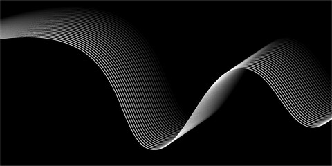 Poster - Abstract glowing wave lines on black background. Dynamic wave pattern. Modern flowing wavy lines. Futuristic technology concept. Suit for banner, poster, cover, brochure, flyer, website