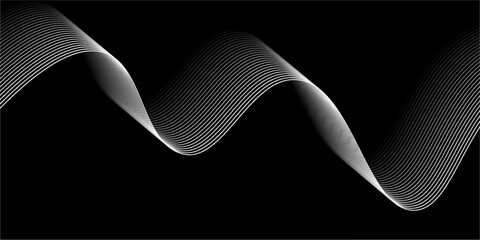 Poster - Abstract glowing wave lines on black background. Dynamic wave pattern. Modern flowing wavy lines. Futuristic technology concept. Suit for banner, poster, cover, brochure, flyer, website