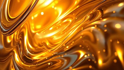 Poster - A captivating golden and amber abstract, featuring a flowing, liquid-like design with bokeh lights.