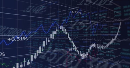 Poster - image of financial connections over dark background