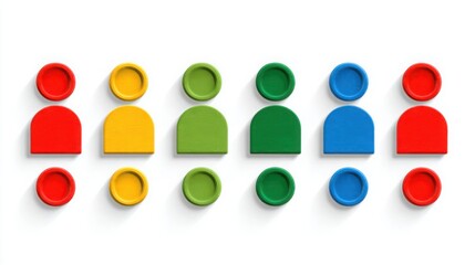 Poster - Diverse group of people with different colored shapes representing team effectiveness in a creative and visual format
