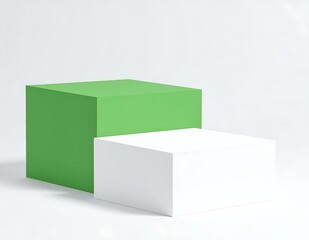 Poster - Green and White Cube Display Stand Minimalist Product Photography