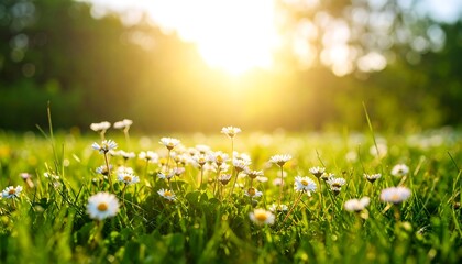 Poster - Daisies in a sunny green field.
