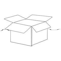 Poster - continuous line drawing Box icon vector. box sign and symbol parcel package